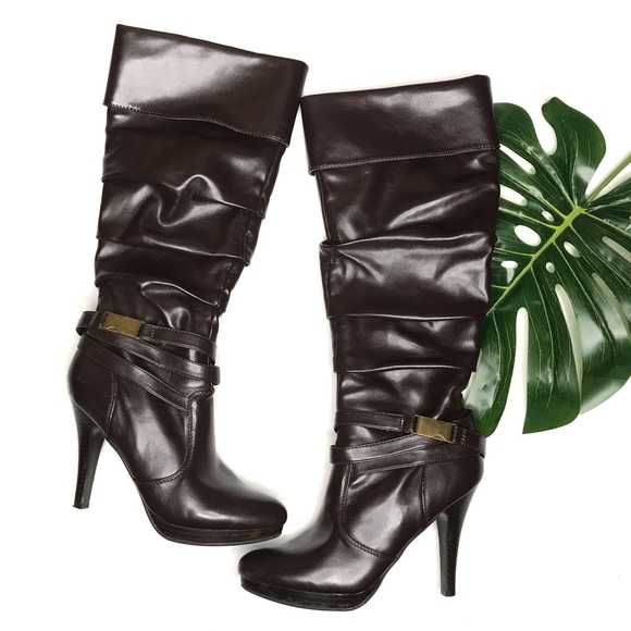 Madeline Stuart Rollins Brown Pleather Boots